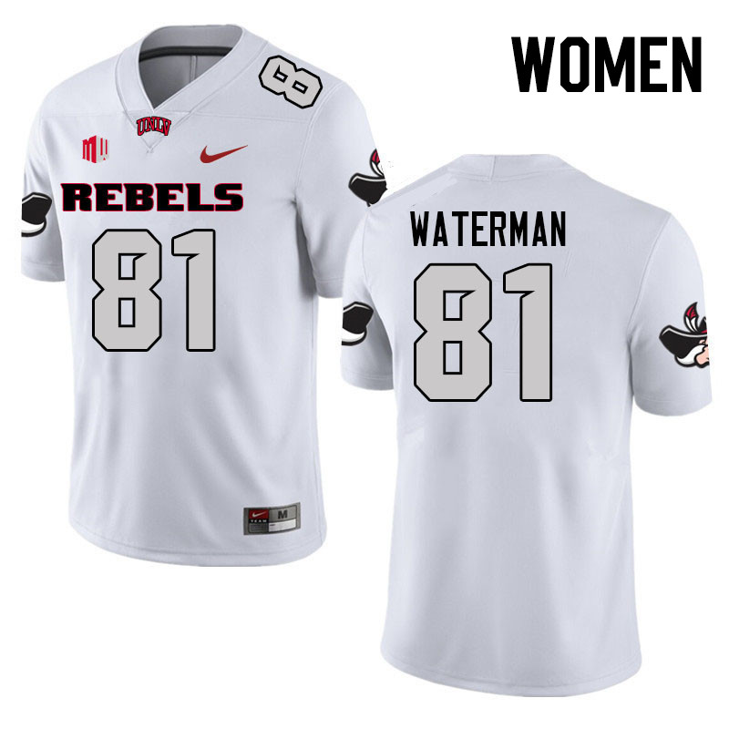 Women #81 Bryson Waterman UNLV Rebels College Football Jerseys Stitched Sale-White - Click Image to Close